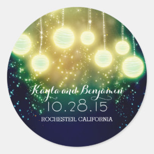 Adesivo cerceta romântica das lanternas do casamento