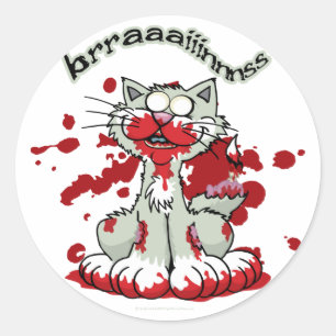 Adesivo Cérebros do gatinho do zombi!!