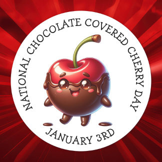 Adesivo Cereja coberta de chocolate nacional 3 de janeiro