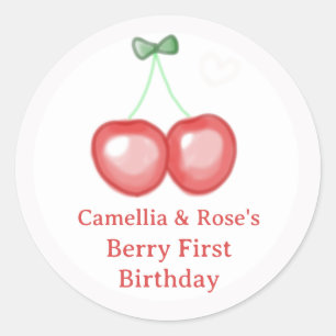 Adesivo Cerejas Fofas para o Primeiro Aniversário das Frut