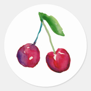 Adesivo Cerejas Vermelhas Aquarela Selos de Envelope de Ce