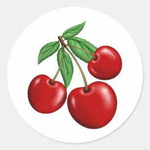 Adesivo Cerejas Vermelhas Designio de Fruta Estilo Retro