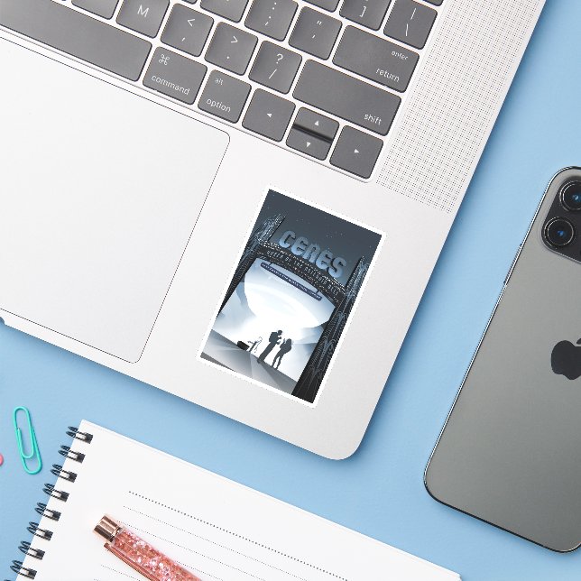 Adesivo Ceres do Planeta Anão-Poster de viagens do Espaço  (Notebook com iPhone)