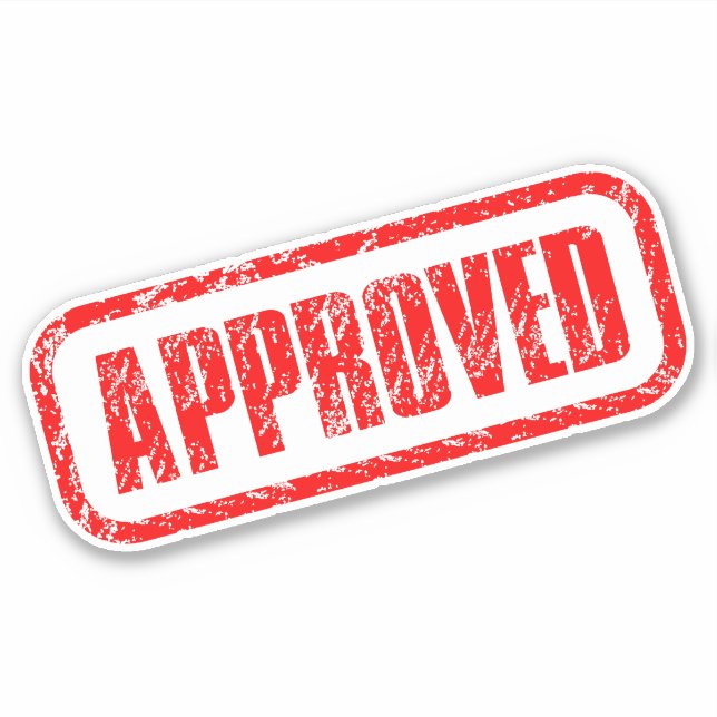 Adesivo Certificado de sucesso - Carimbo oficialmente apro (Frente)