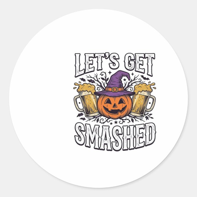 Adesivo Cerveja de Abóbora Halloween Let's Get Smashed (Frente)