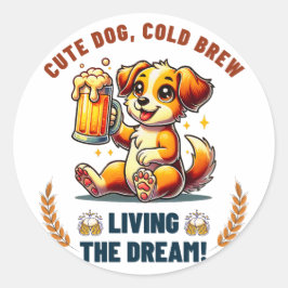 Adesivo Cerveja de Bebendo Cachorro