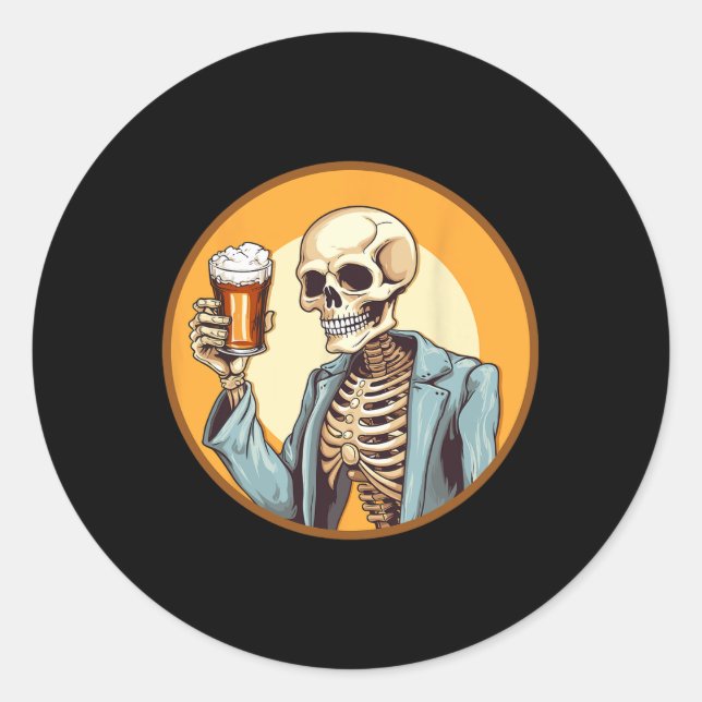 Adesivo Cerveja do Bebendo Skeleton Halloween (Frente)