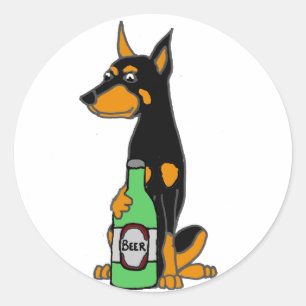 Adesivo Cerveja engraçada do bebendo do cão do Pinscher 