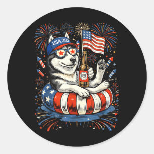 Adesivo Cerveja Retro Husky Usa 250º Aniversário 4 De Julh
