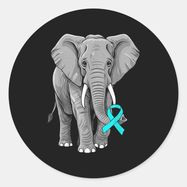 Adesivo Cervical Cancer Awareness Elephant Ribbon Teal Men (Frente)