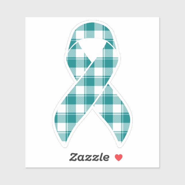 Adesivo Cervical Cancer Awareness Plaid Teal Ribbon (Folha)