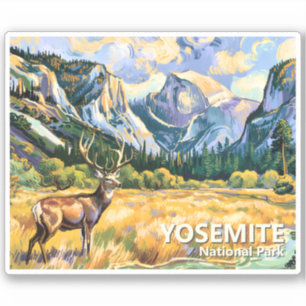 Adesivo Cervo Animal Vintage Van Gogh Yosemite Half Dome