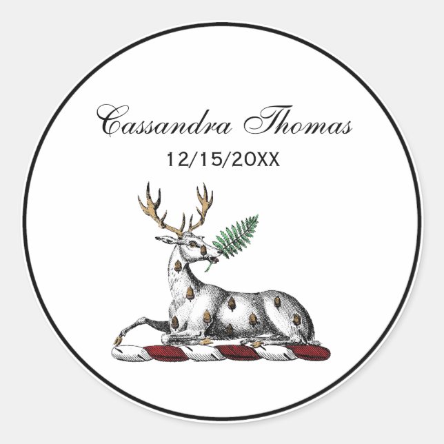 Adesivo Cervo com Emblema de Crista Heráldica de Samambaia (Frente)