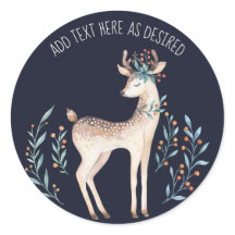 Cervo de Aquarela Personalizado Flores AZUIS Inver
