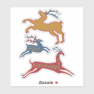 Adesivo Cervo de Arte Popular Americana Vintage em Cor Per