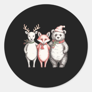 Adesivo Cervo Festivo, Raposa, Urso Retrô Cottagecore Vint