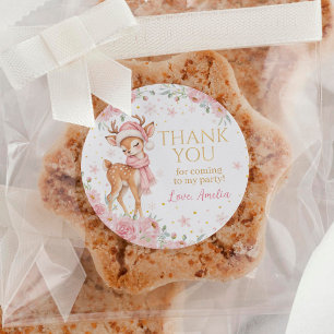 Adesivo Cervo Maravilhoso Rosa Floral Inverno Aniversário