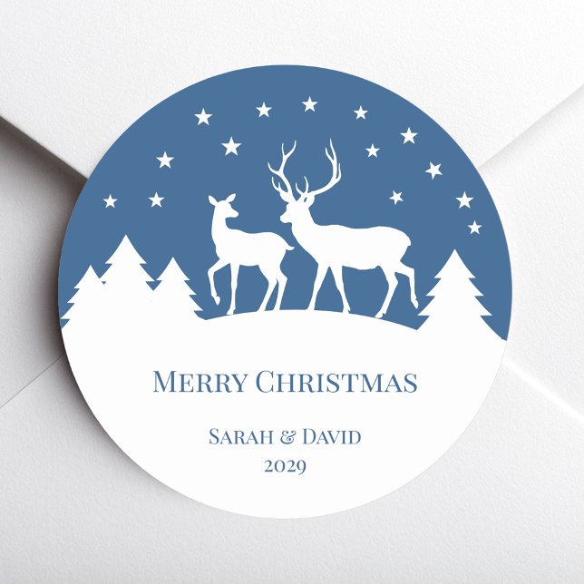 Adesivo Cervo Veado & Corça Azul Branco Natal (Criador carregado)