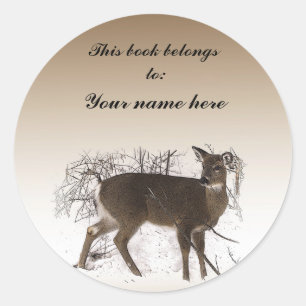 Adesivo Cervos no Bookplate da neve