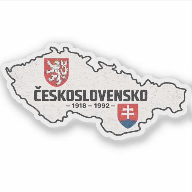 Adesivo Československo 1918-1992 Mapa Vintage Retro (Frente)