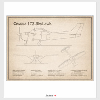 Adesivo Cessna 172 Skyhawk - Planos de avião Blueprint SD