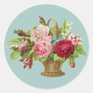 Adesivo Cesta de Flor do Rosa de Vintage