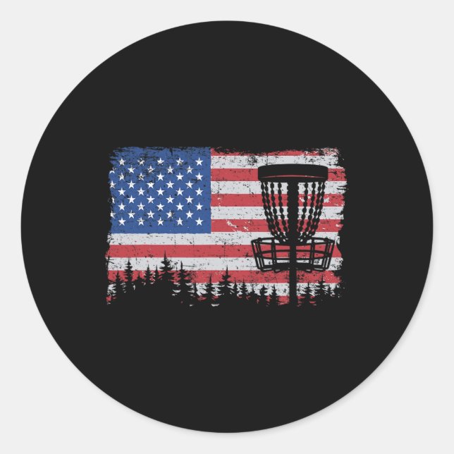 Adesivo Cesto de Golfe de Disco com Bandeira Americana dos (Frente)