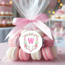 Adesivo Cesto do Monograma do Carrinho de Golfe Rosa e Ver