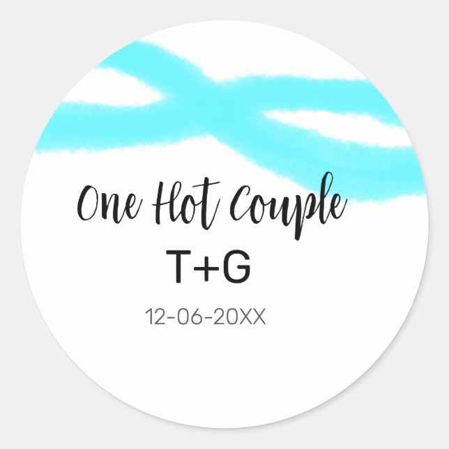 Adesivo Céu pastel azul aqua um casal quente adicionar nom (Frente)