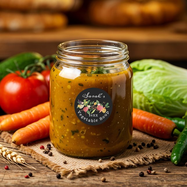 Adesivo Cevada de Jardim Vegetal Fresca e Borboletas (Fresh Vegetable Garden Medley & Butterflies Classic Round Sticker)