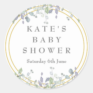 Adesivo Chá Baby Shower de Sage e Lilac Pasture