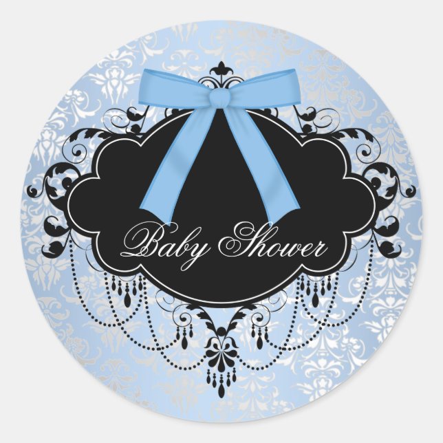 Adesivo Chá Blue Damask Blue Black Baby Boy Stick (Frente)