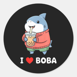 Adesivo Chá Boba de Tubarão Kawaii Fofo Amante de Chá de B