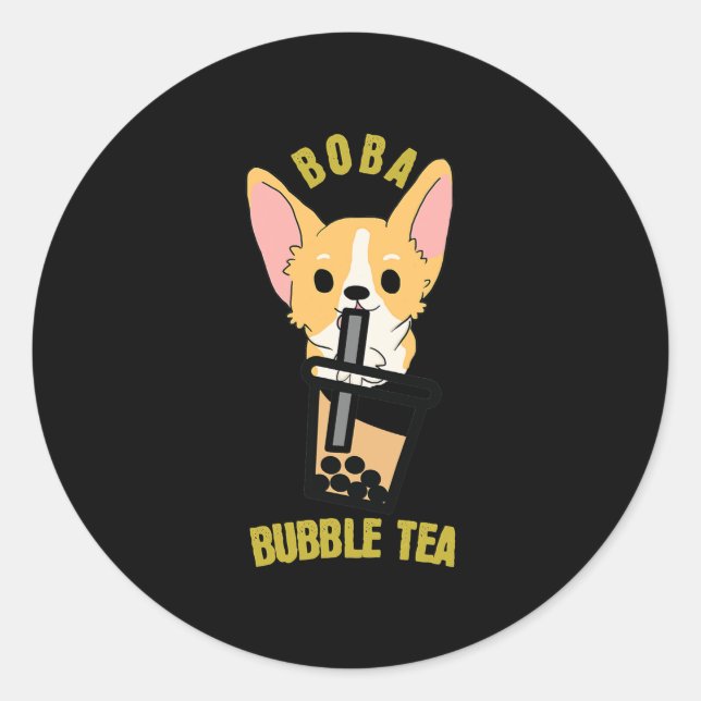 Adesivo Chá Boba Milk Tea Anime Corgi (Frente)