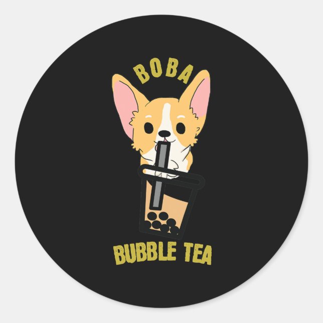 Adesivo Chá Boba Milk Tea Anime Corgi (Frente)