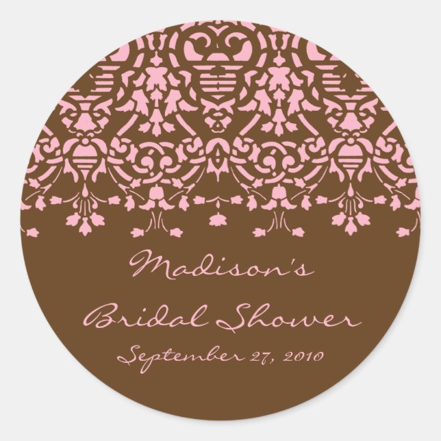 Adesivo Chá cor-de-rosa e castanho Damask Brier Sticker (Frente)