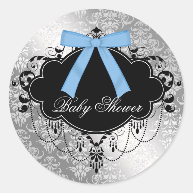 Adesivo Chá Damask Blue Black Baby Boy Stick (Frente)