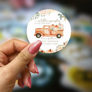 Adesivo Chá de Bebê Abóbora Moderno Minimalista Outono Neu