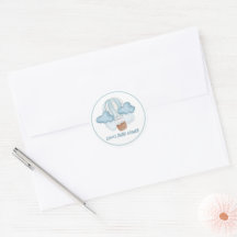 Chá de Bebê Animal Azul e Branco Editável
