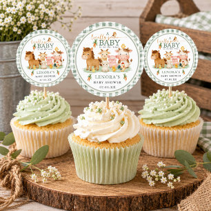 Adesivo Chá de Bebê Animal de Fazenda Bebê Gingham Cultiva