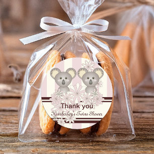Adesivo Chá de Bebê / Aniversário de Gêmeas Koala - Agrade