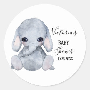Adesivo Chá de Bebê Aquarela de Elefante Personalizado Fof