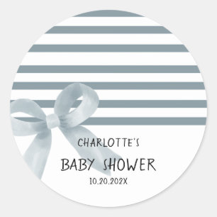 Adesivo Chá de Bebê Arco-íris de Aquarela Azul Empoeirado 