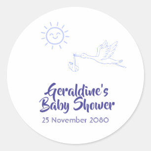 Adesivo Chá de bebê azul personalizado fofo