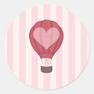 Adesivo Chá de Bebê Balão de Ar Quente Rosa Pastel