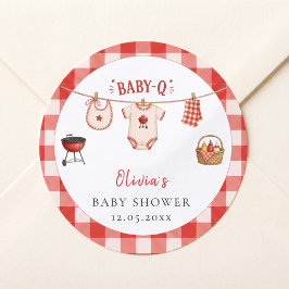 Adesivo Chá de Bebê BBQ Rustico Xadrez Vermelho