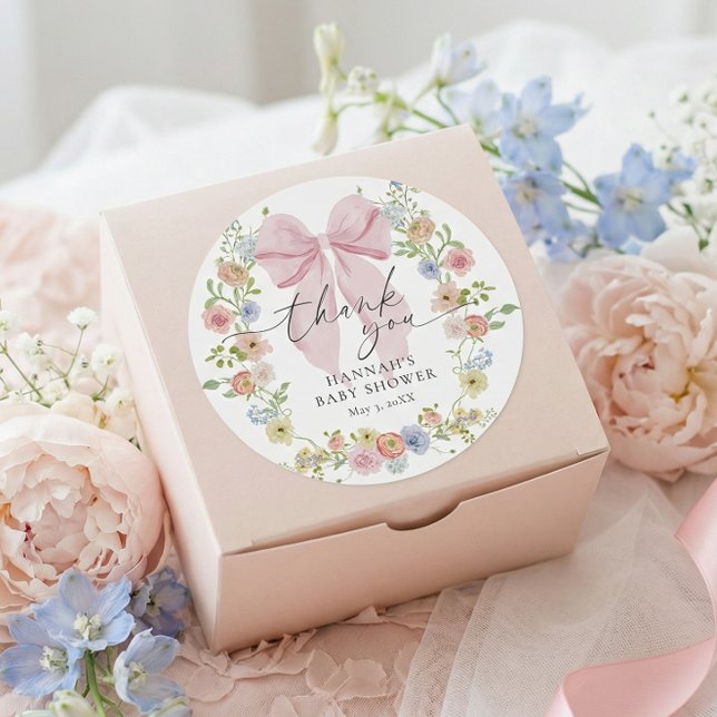 Adesivo Chá de Bebê Bebê em Flor com Laço Rosa (Criador carregado)