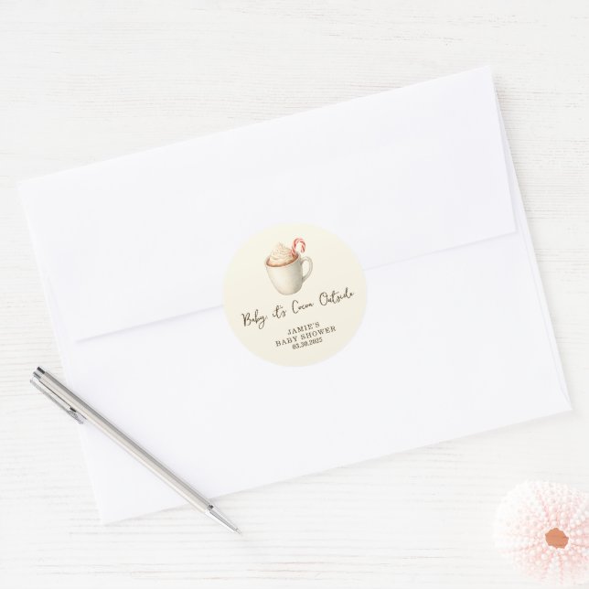 Adesivo Chá de Bebê 'Bebê, Está Cacau Lá Fora' (Envelope)