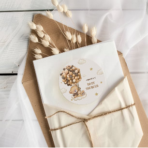 Adesivo Chá de Bebê Boho Bear Bege Marrom Claro