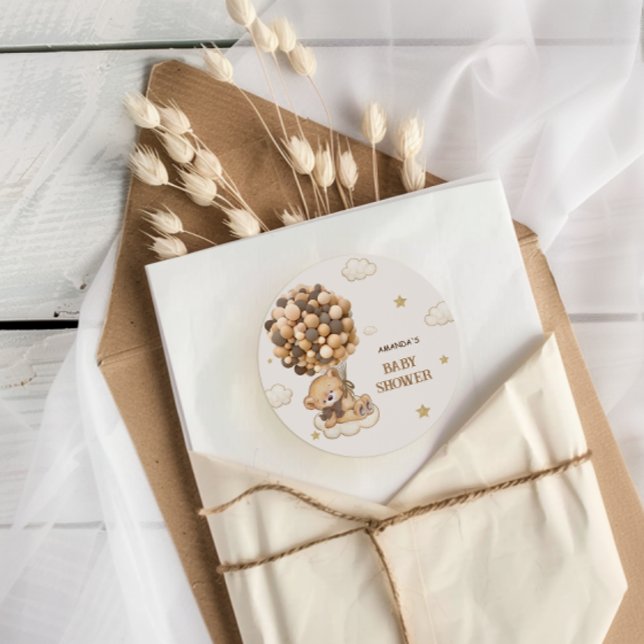 Adesivo Chá de Bebê Boho Bear Bege Marrom Claro (Criador carregado)